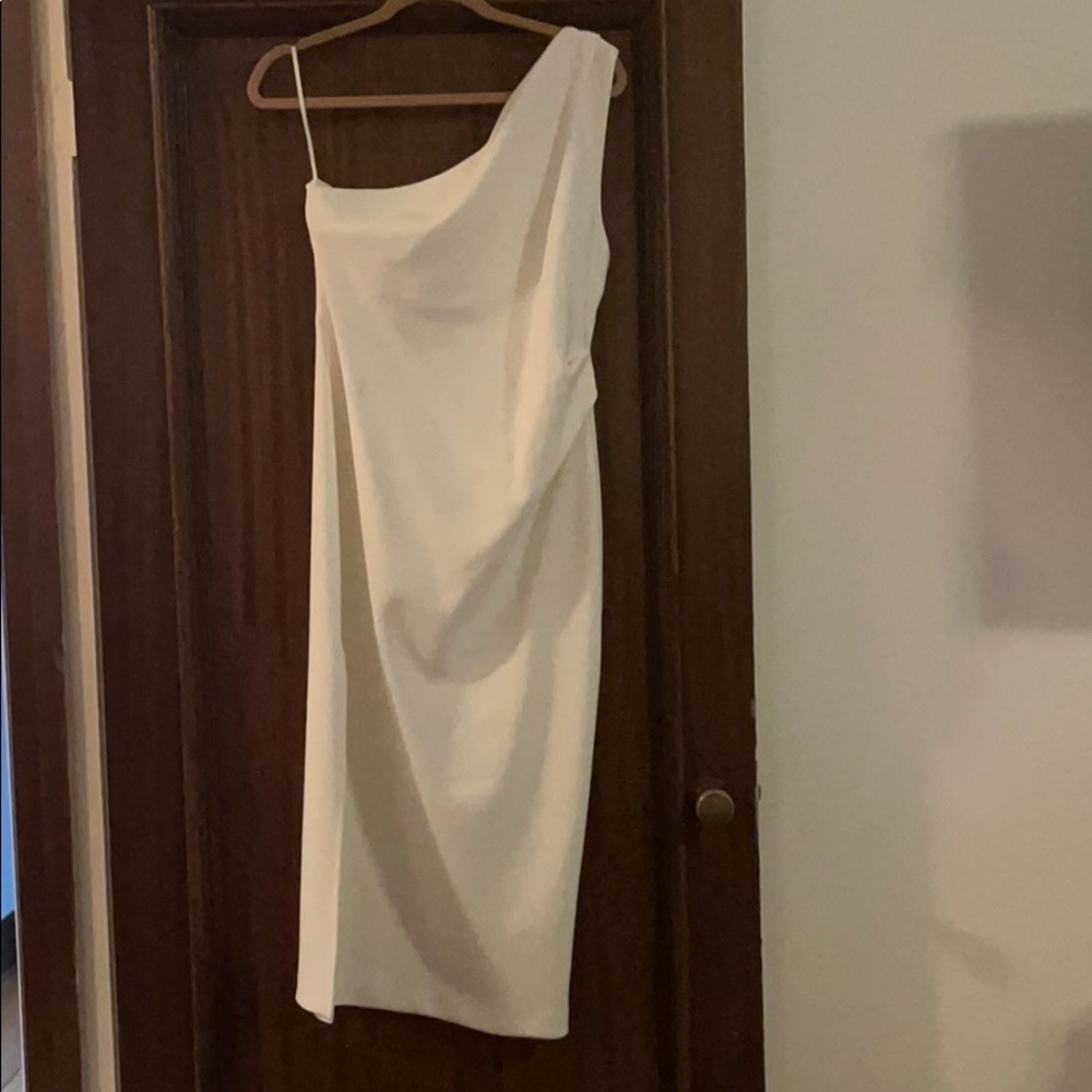 Bec + Bridge Ivory One Shoulder Midi Dress